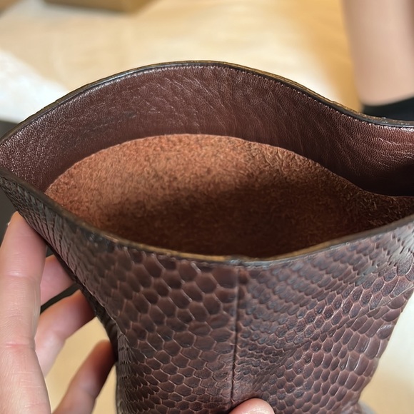 Cole Haan Kennedy Snakeskin Leather Heeled Mid Calf Boot Brown Size 8.5 - Picture 4 of 12